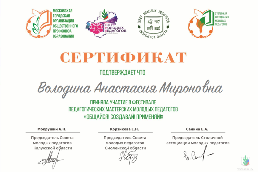 Сертификат фестиваля