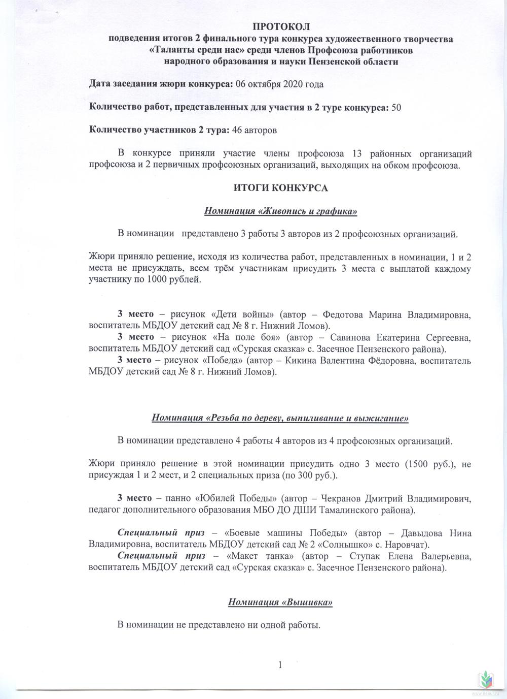 Протокол жюри 1 стр Протокол жюри 1 стр